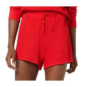 EleVen Venus Williams Red Ribbed Drawstring Lounge Shorts 100% Cotton Large NWOT